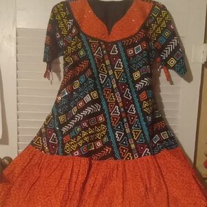 Vintage Colorful Geometric Pattern Dress